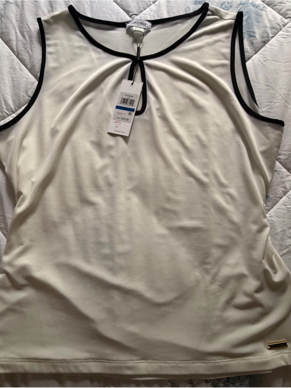 Calvin Klein White Top with Gold Logo Plate